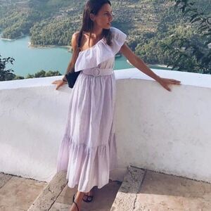 Mango Asymmetric Belted Striped Cotton Dress